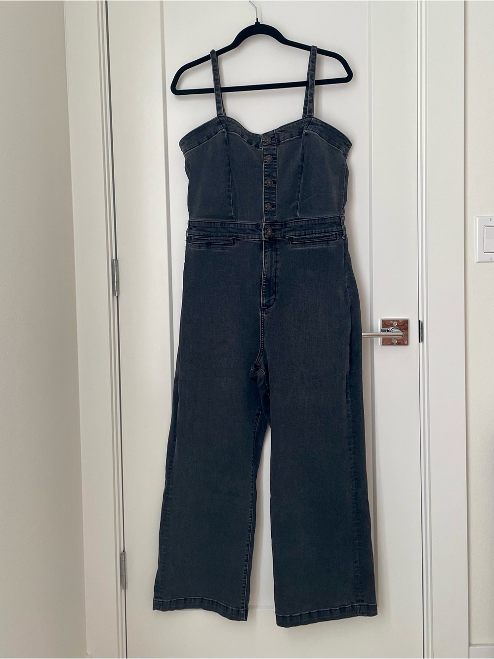 Paige 10 Gray Stretch Denim Jumpsuit